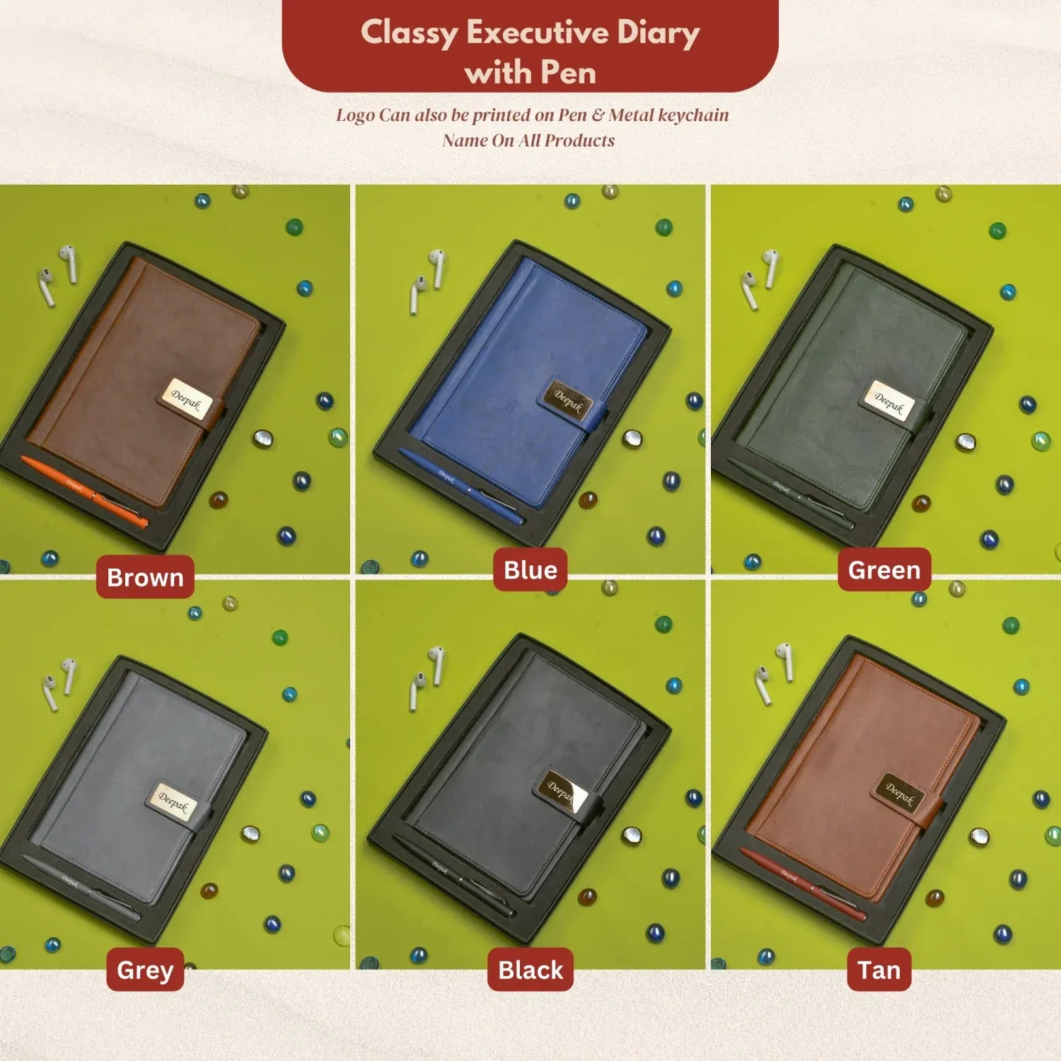 Classy Executive Diary   Classic Metal Pen - Green
