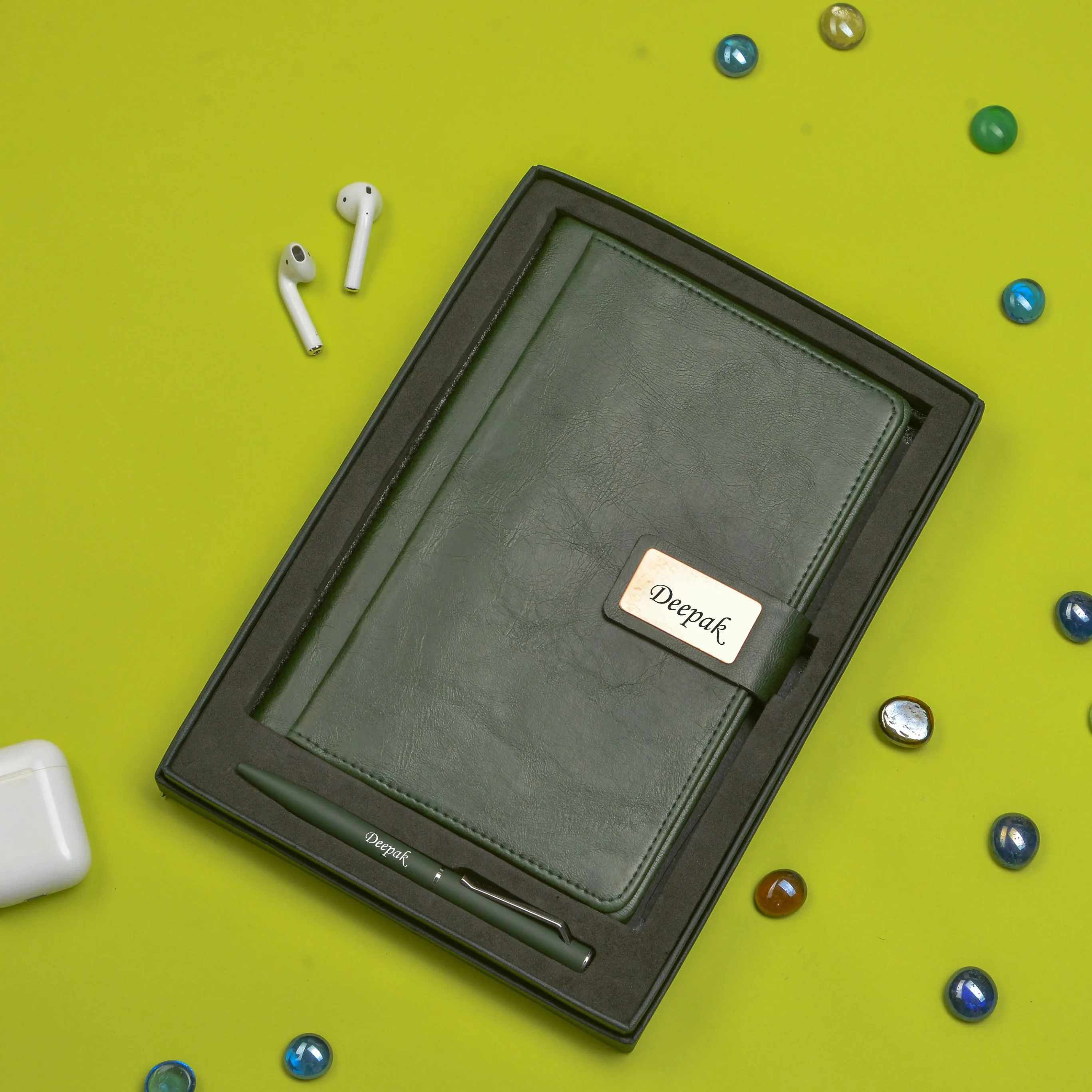 Classy Executive Diary   Classic Metal Pen - Green