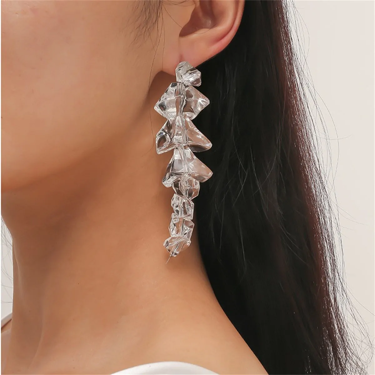 Clear Acrylic & Silver-Plated Icicle Drop Earrings
