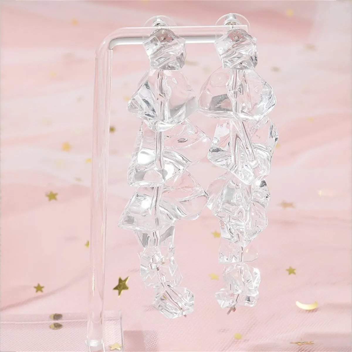 Clear Acrylic & Silver-Plated Icicle Drop Earrings