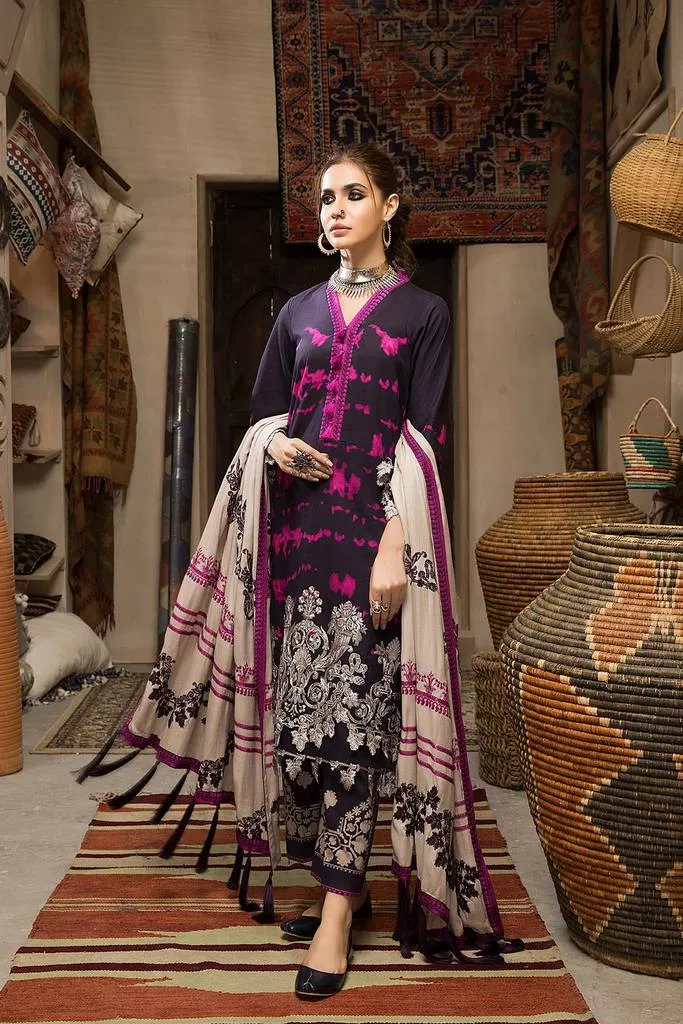 CNW-5 | Charizma Naranji Unstitched Embroidered Khaddar With Embroidered Shawl Vol-1 Collection | Unstitched Embroidered Suit