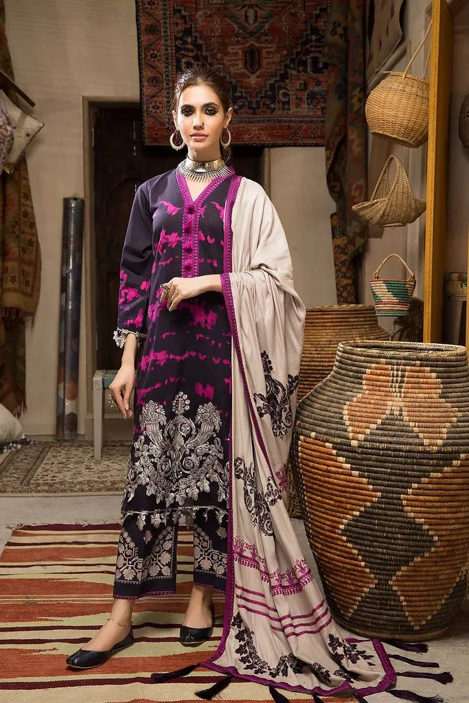 CNW-5 | Charizma Naranji Unstitched Embroidered Khaddar With Embroidered Shawl Vol-1 Collection | Unstitched Embroidered Suit