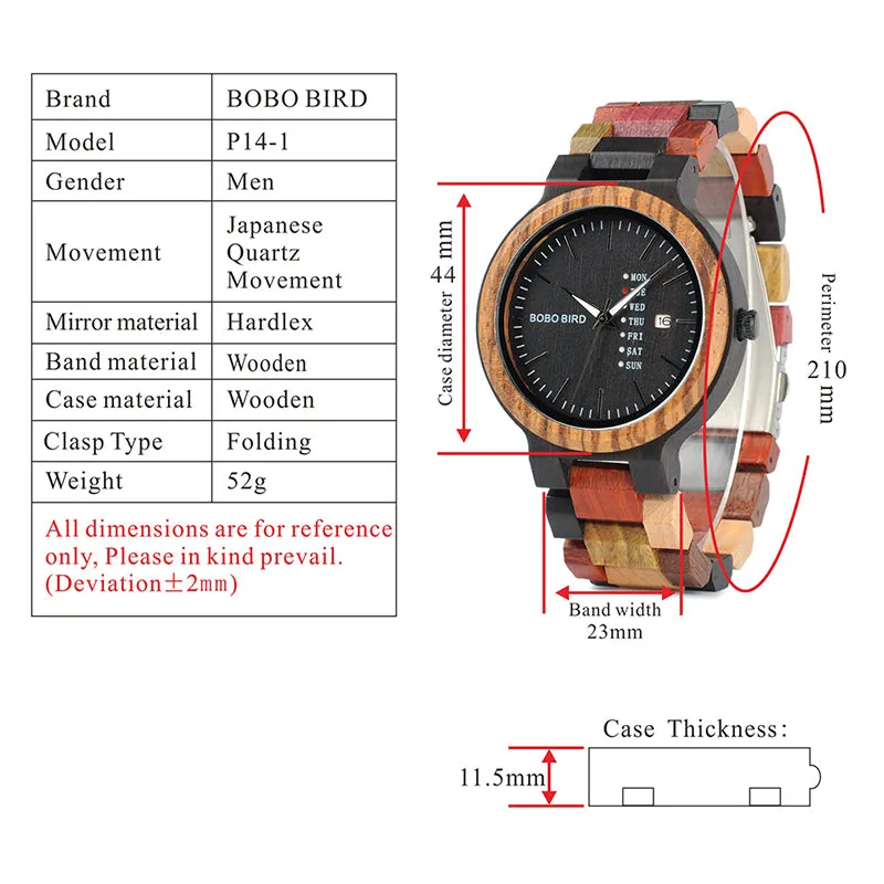 Colorful Fashion Zebra & Ebony Wooden Watch With Date Display  in Gift Box
