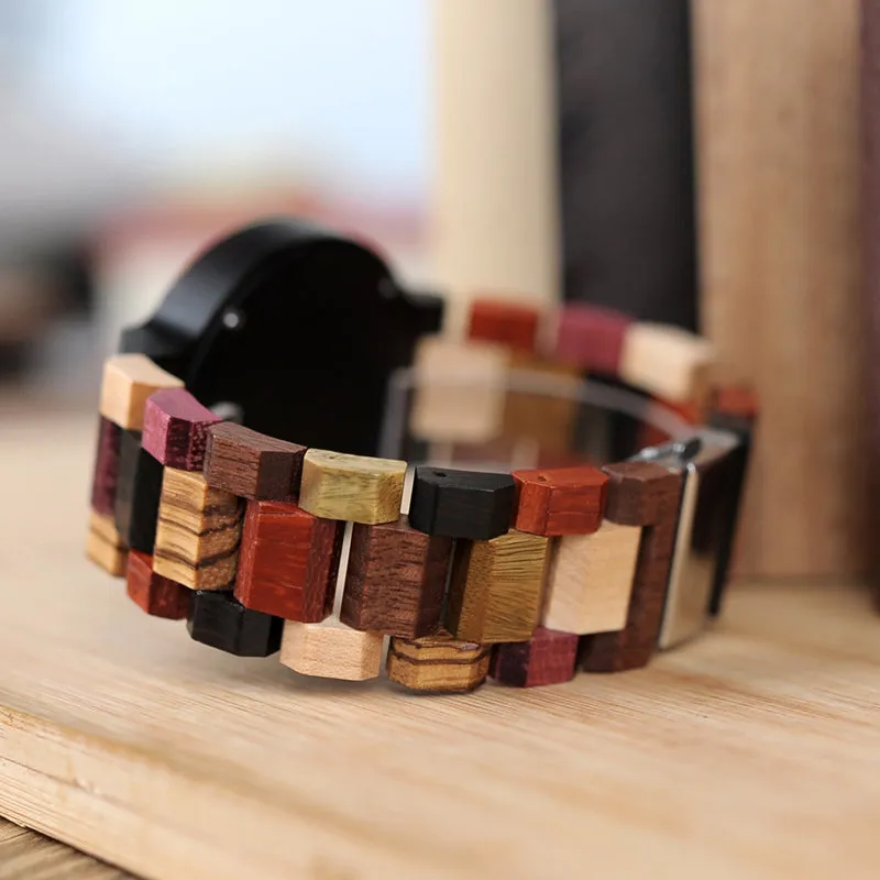 Colorful Fashion Zebra & Ebony Wooden Watch With Date Display  in Gift Box