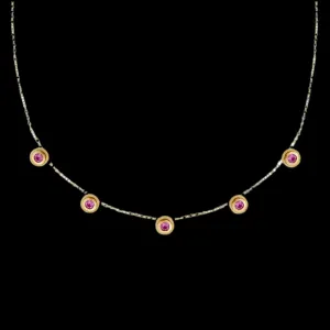 Concentric Circles Pink Sapphire Station Necklace