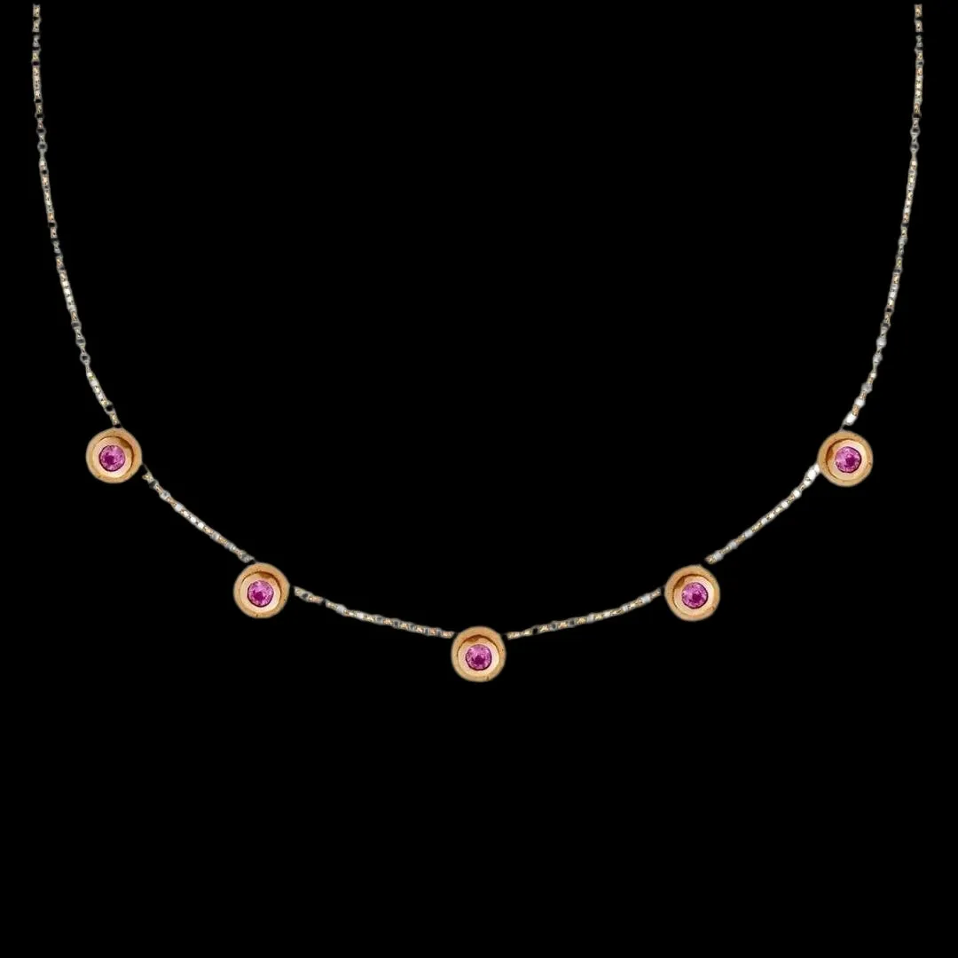 Concentric Circles Pink Sapphire Station Necklace