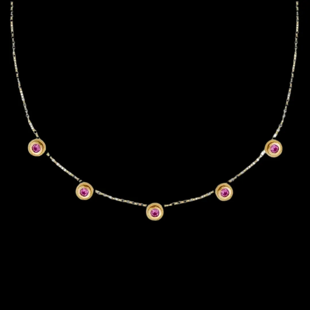 Concentric Circles Pink Sapphire Station Necklace