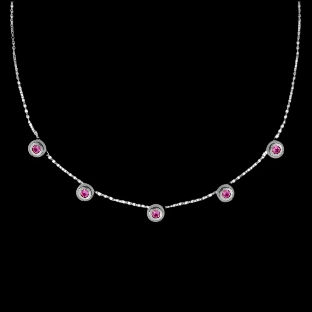 Concentric Circles Pink Sapphire Station Necklace