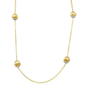 Contemporary 3.60 CTW Diamond Platinum 18 Karat Yellow Gold Lacey Sphere Station Chain Necklace