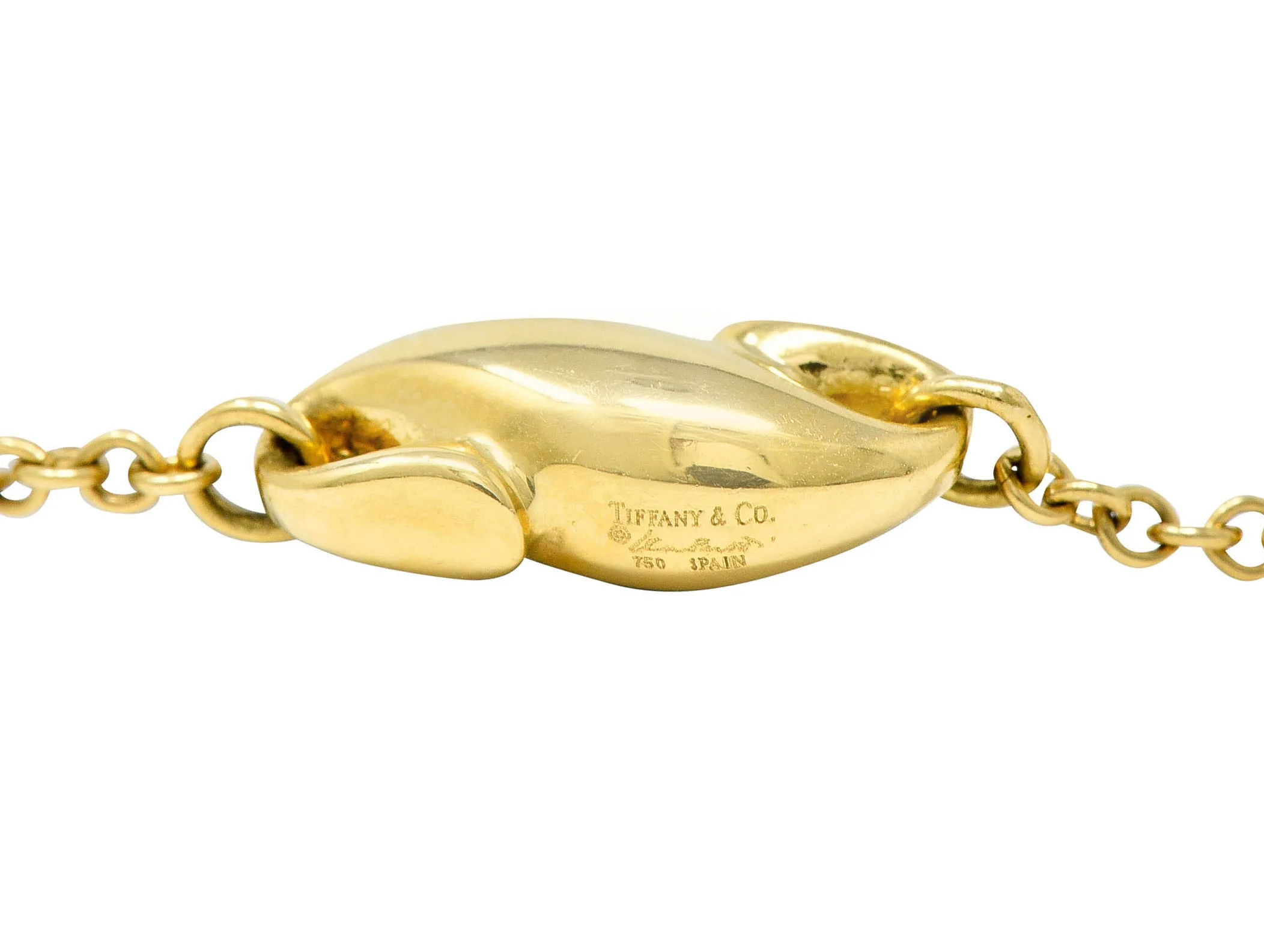 Contemporary Cultured Pearl 18 Karat Gold Station Chain Necklace