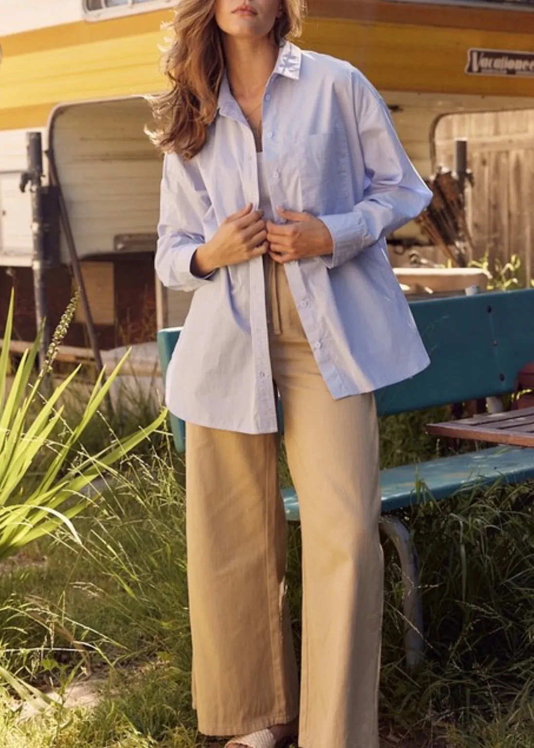 Contrast Stitch Button Down Shirt