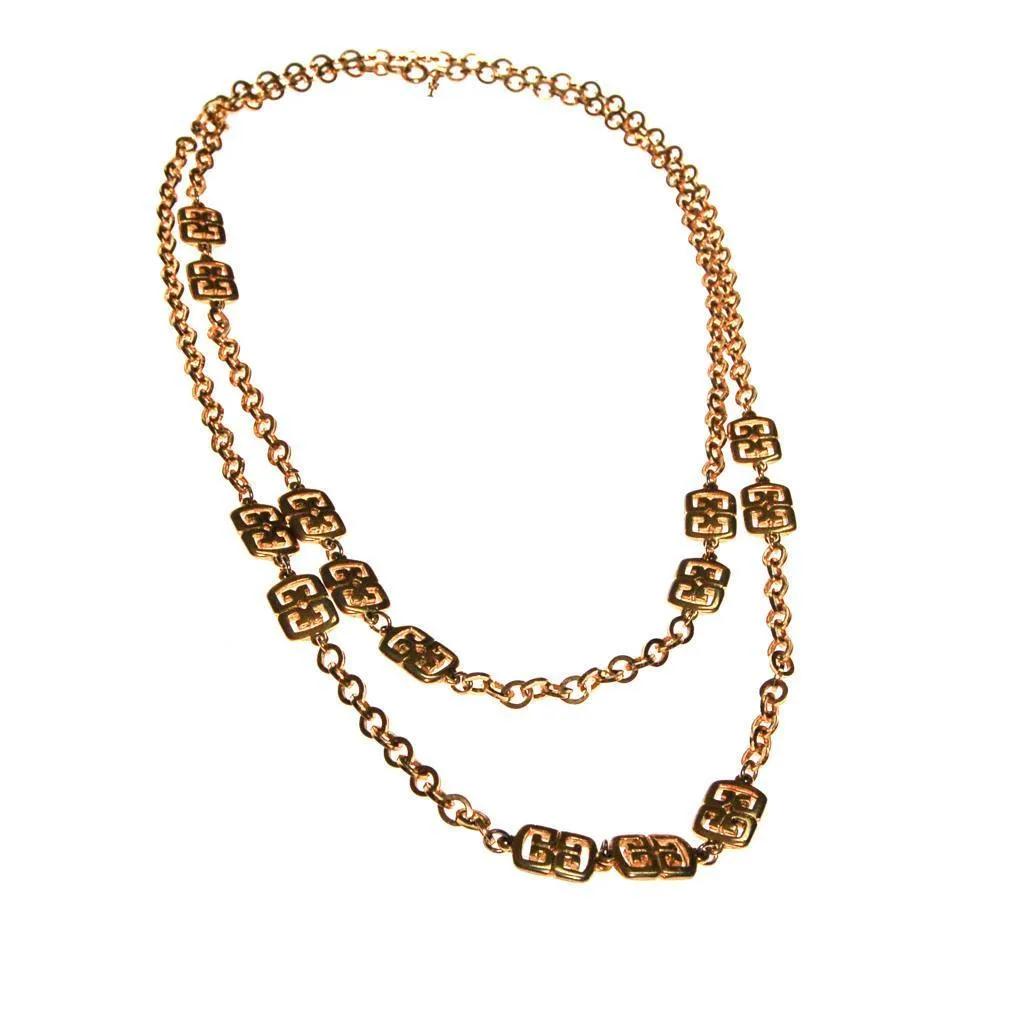 Crown Trifari Gold Station Necklace