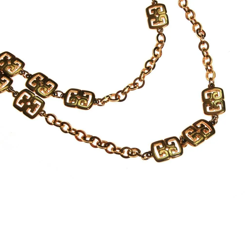 Crown Trifari Gold Station Necklace