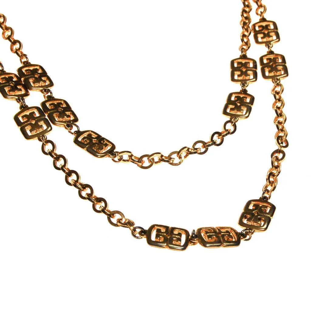 Crown Trifari Gold Station Necklace