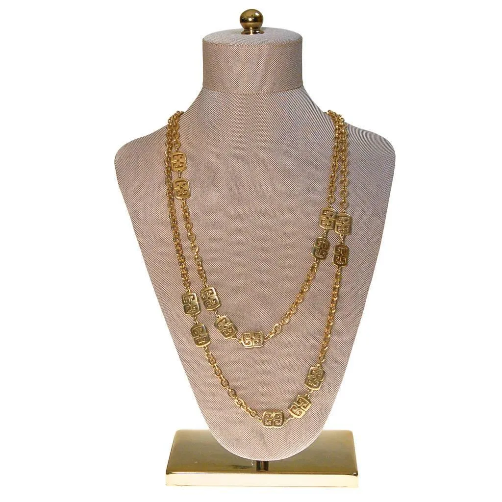 Crown Trifari Gold Station Necklace
