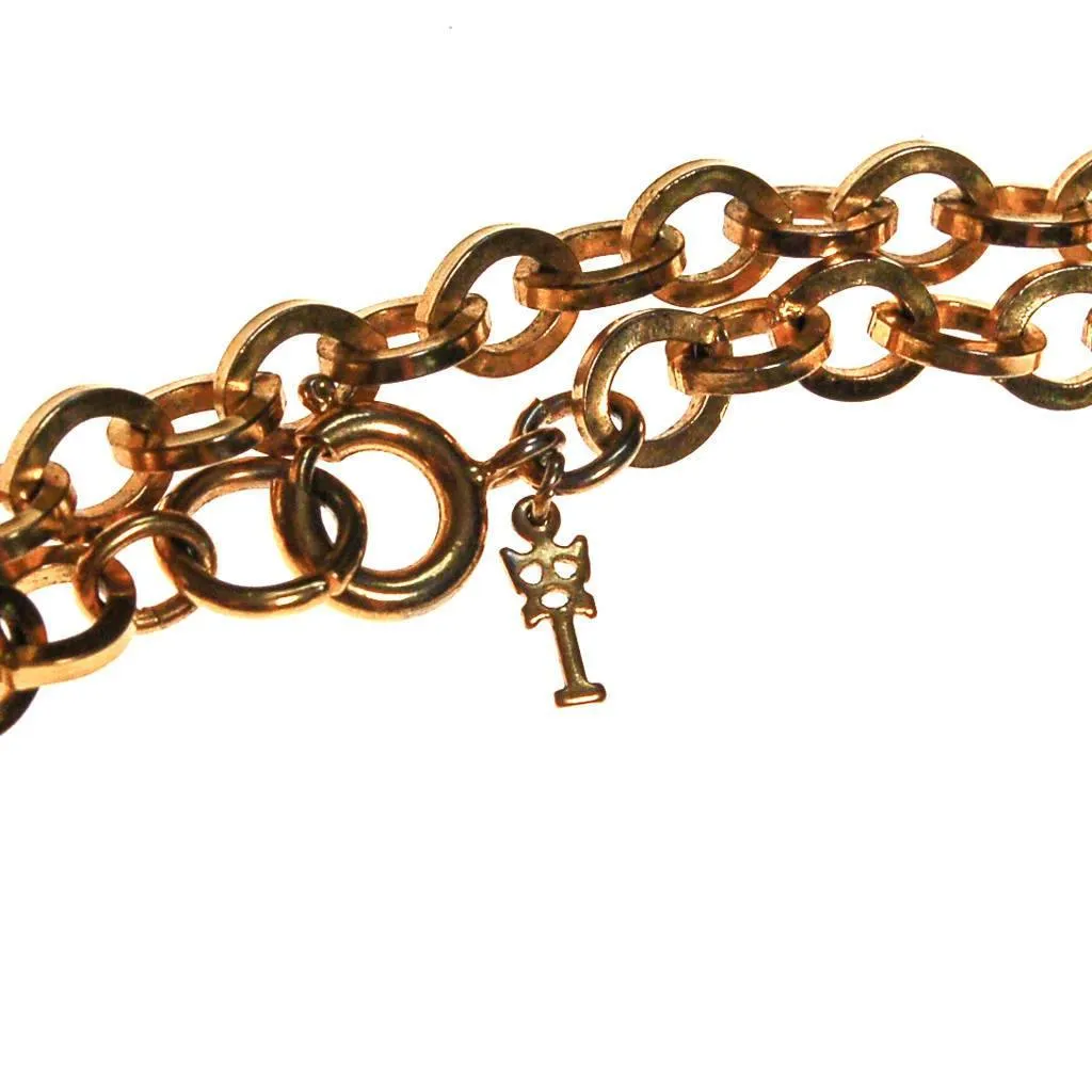 Crown Trifari Gold Station Necklace