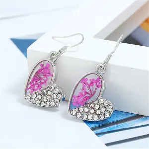 Cubic Zirconia & Gypsophila Heart Drop Earrings
