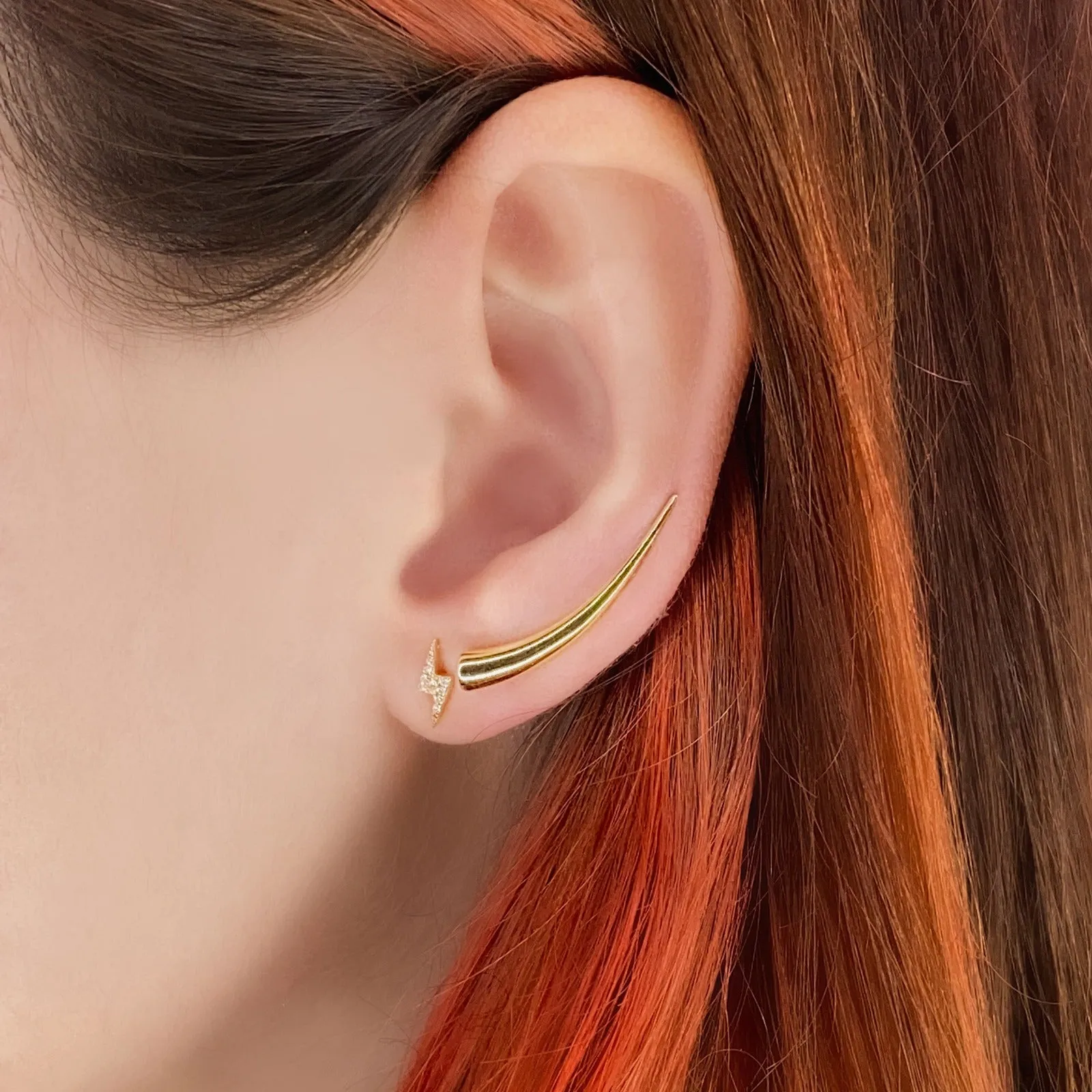 Curved Quill Climber Earrings
