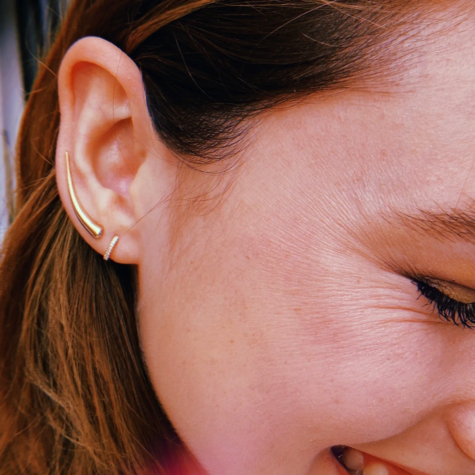 Curved Quill Climber Earrings