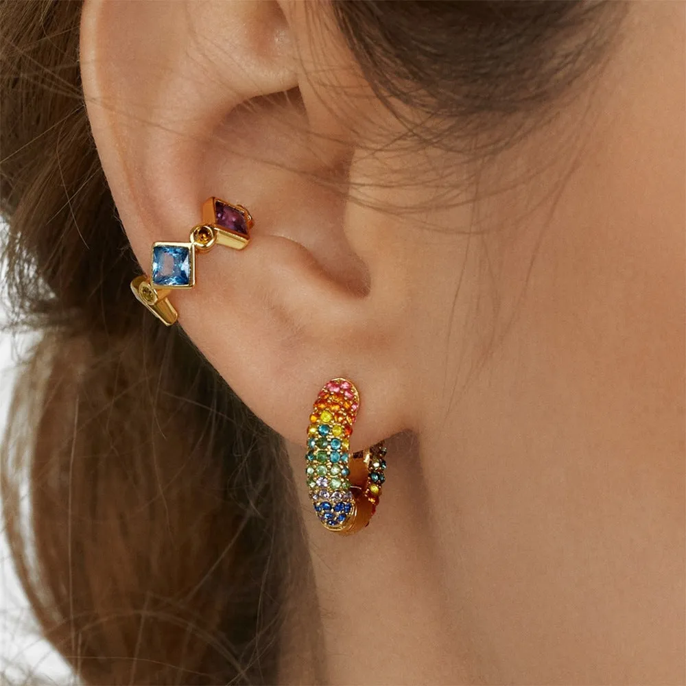 Czech Diamond Earrings Gold Plated Charm Women Beautiful Fashion Jewelry