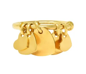 Dior French 2000's 18 Karat Yellow Gold Vintage Cœur Léger Heart Charm Ring