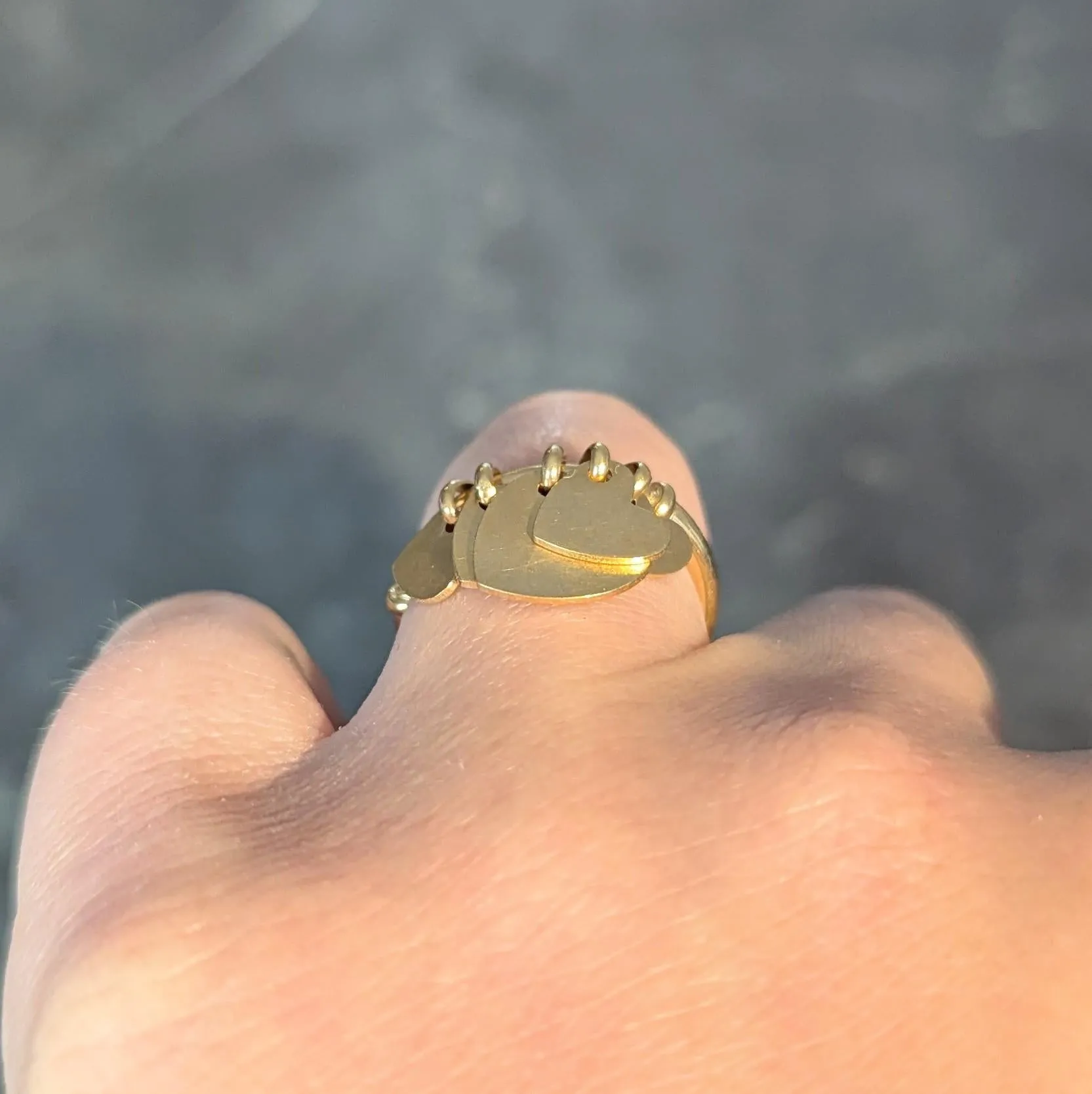 Dior French 2000's 18 Karat Yellow Gold Vintage Cœur Léger Heart Charm Ring