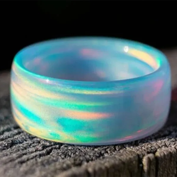 Domed Opal Fidget Women's Wedding Band