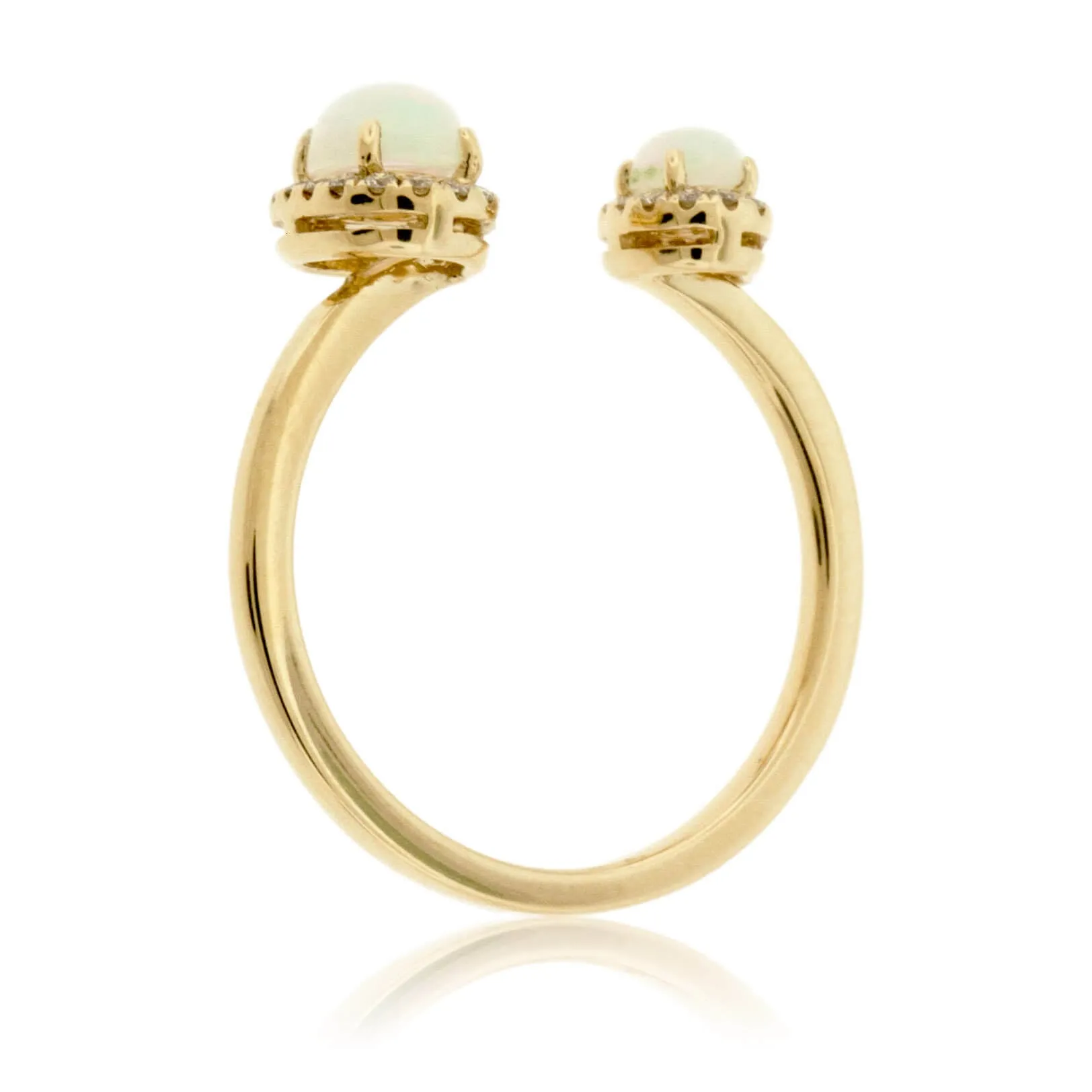 Double Oval Cabochon Opal Ring with Diamond Halos