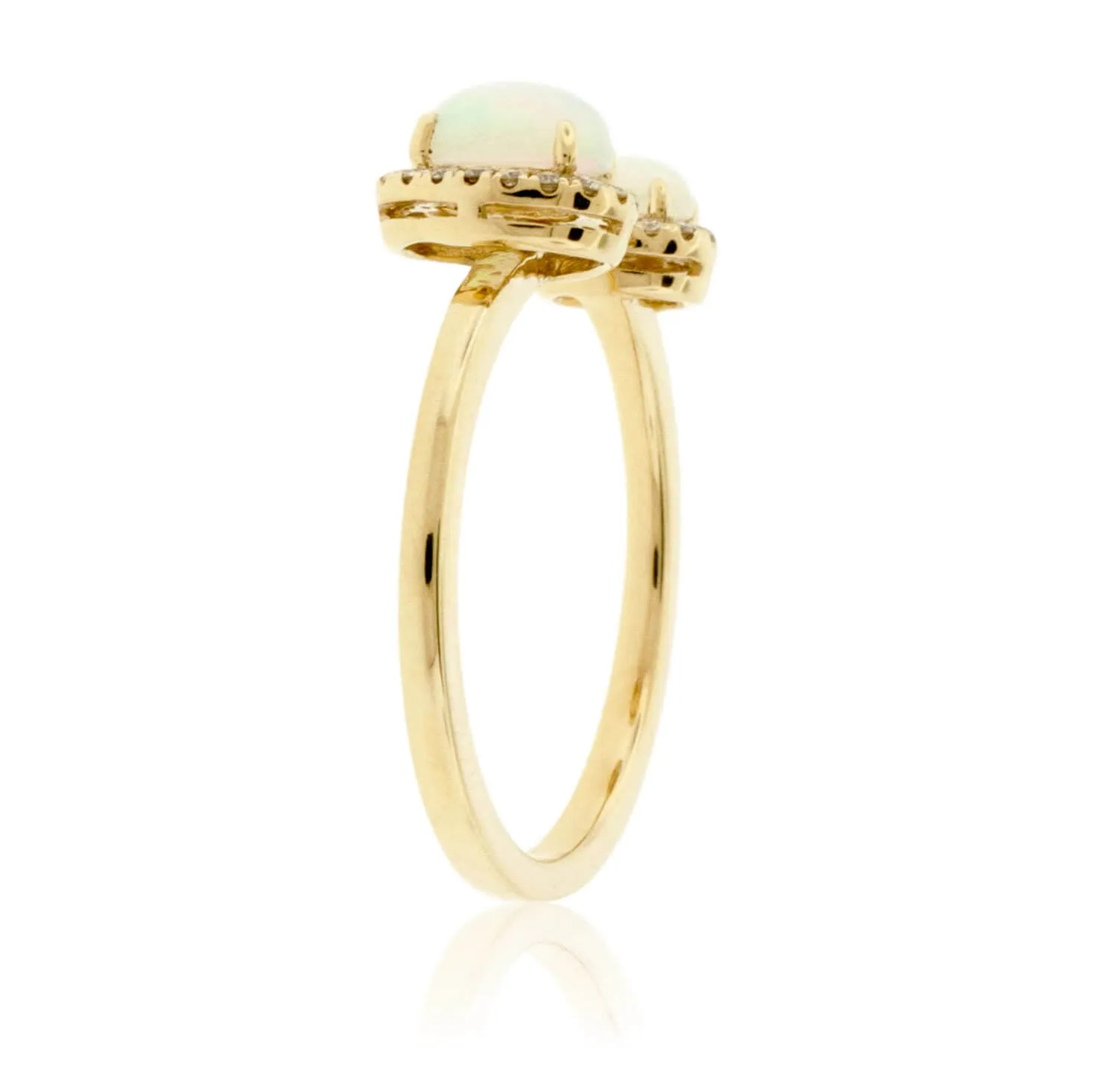 Double Oval Cabochon Opal Ring with Diamond Halos