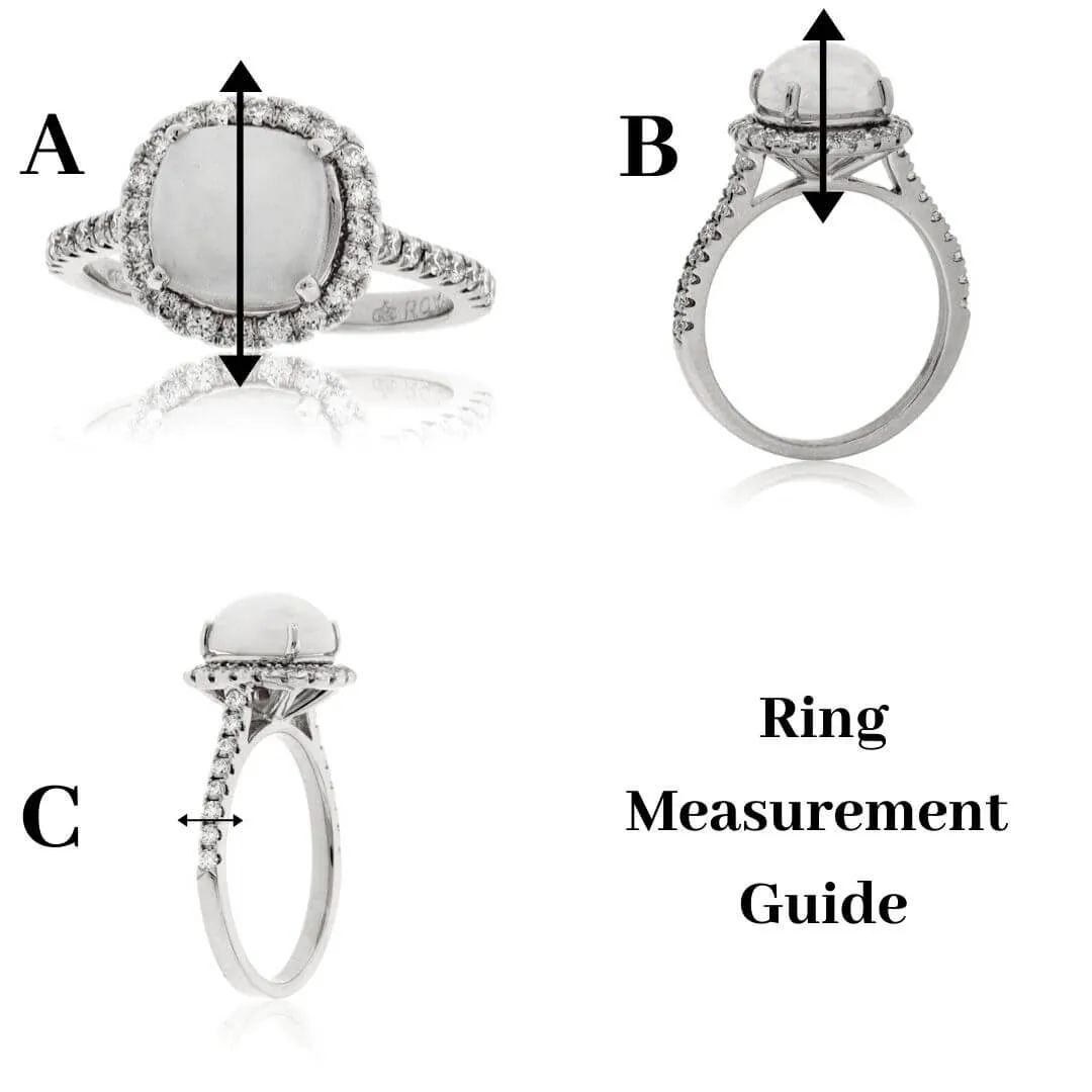 Double Oval Cabochon Opal Ring with Diamond Halos