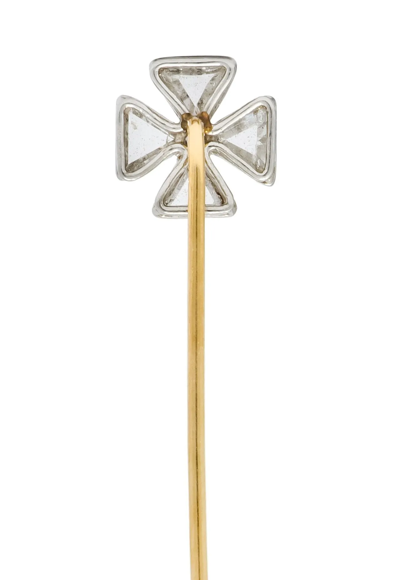 Edwardian Diamond Platinum-Topped 14 Karat Gold Maltese Cross Stickpin