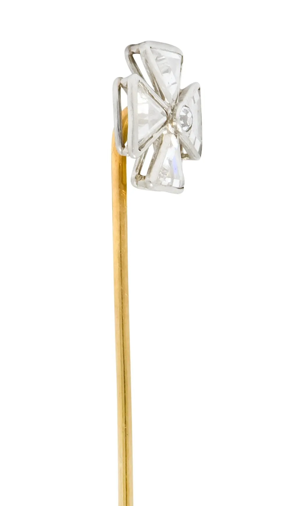 Edwardian Diamond Platinum-Topped 14 Karat Gold Maltese Cross Stickpin