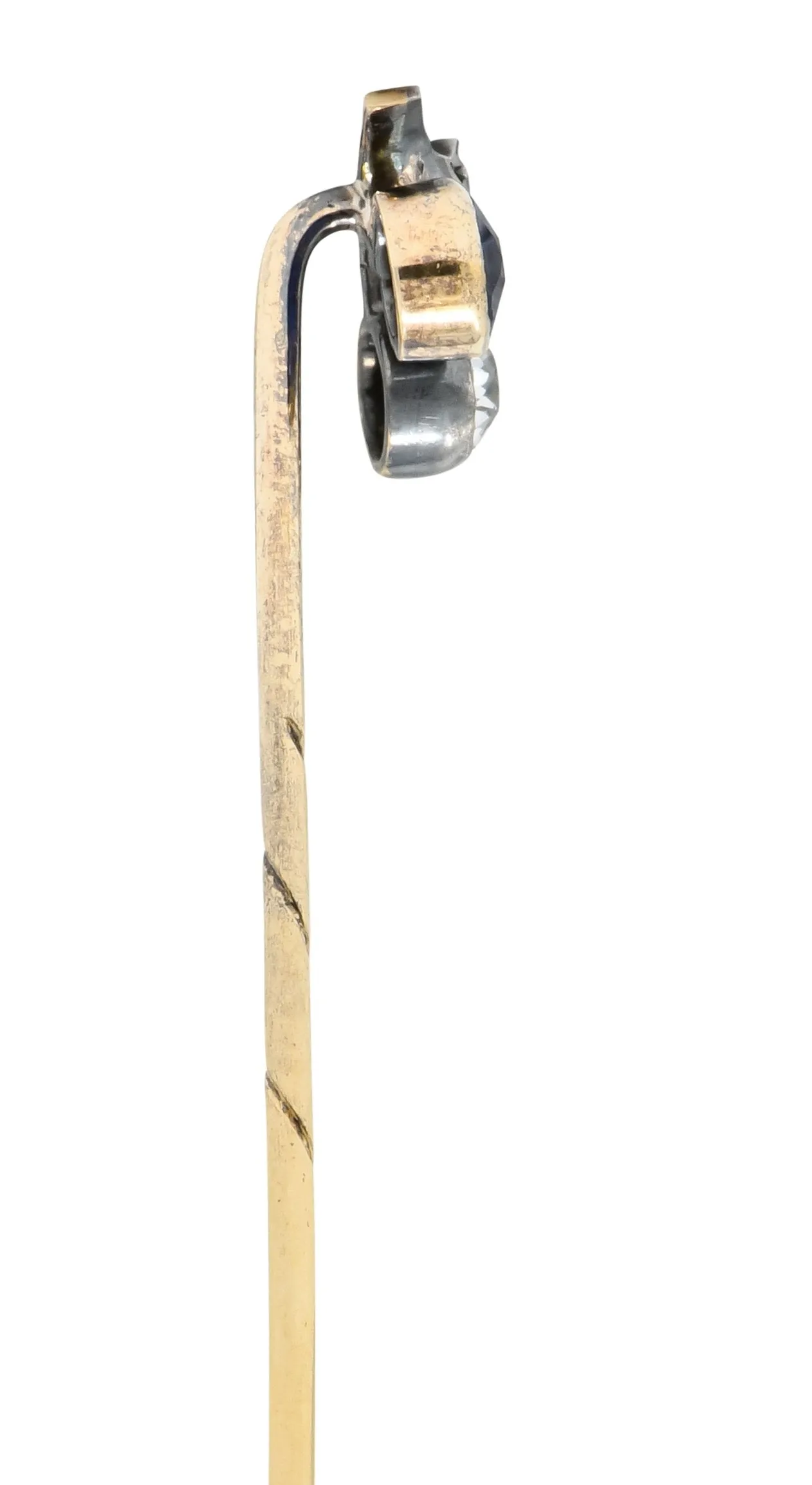 Edwardian Sapphire Diamond Platinum-Topped 14 Karat Gold Cherry Stickpin