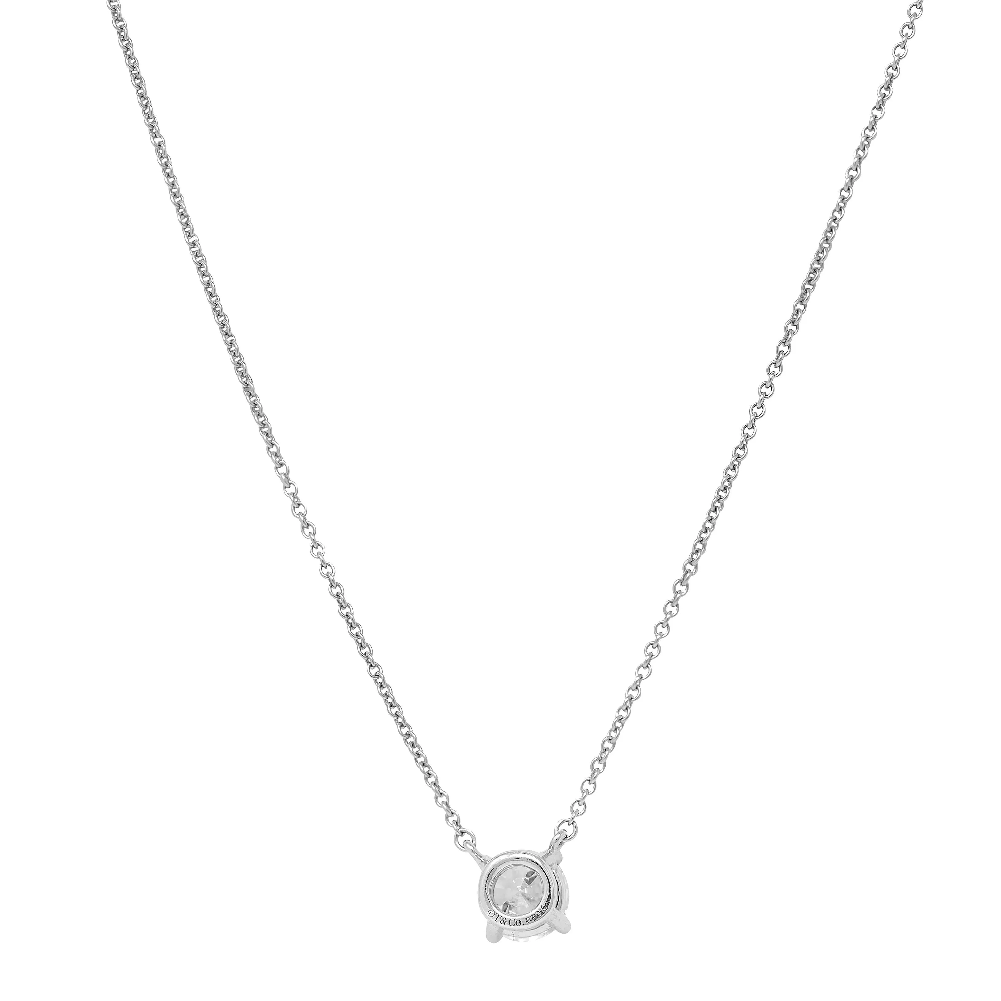 Elsa Peretti Tiffany & Co. 1990's 0.96 CTW Diamond Platinum Vintage Solitaire Station Necklace