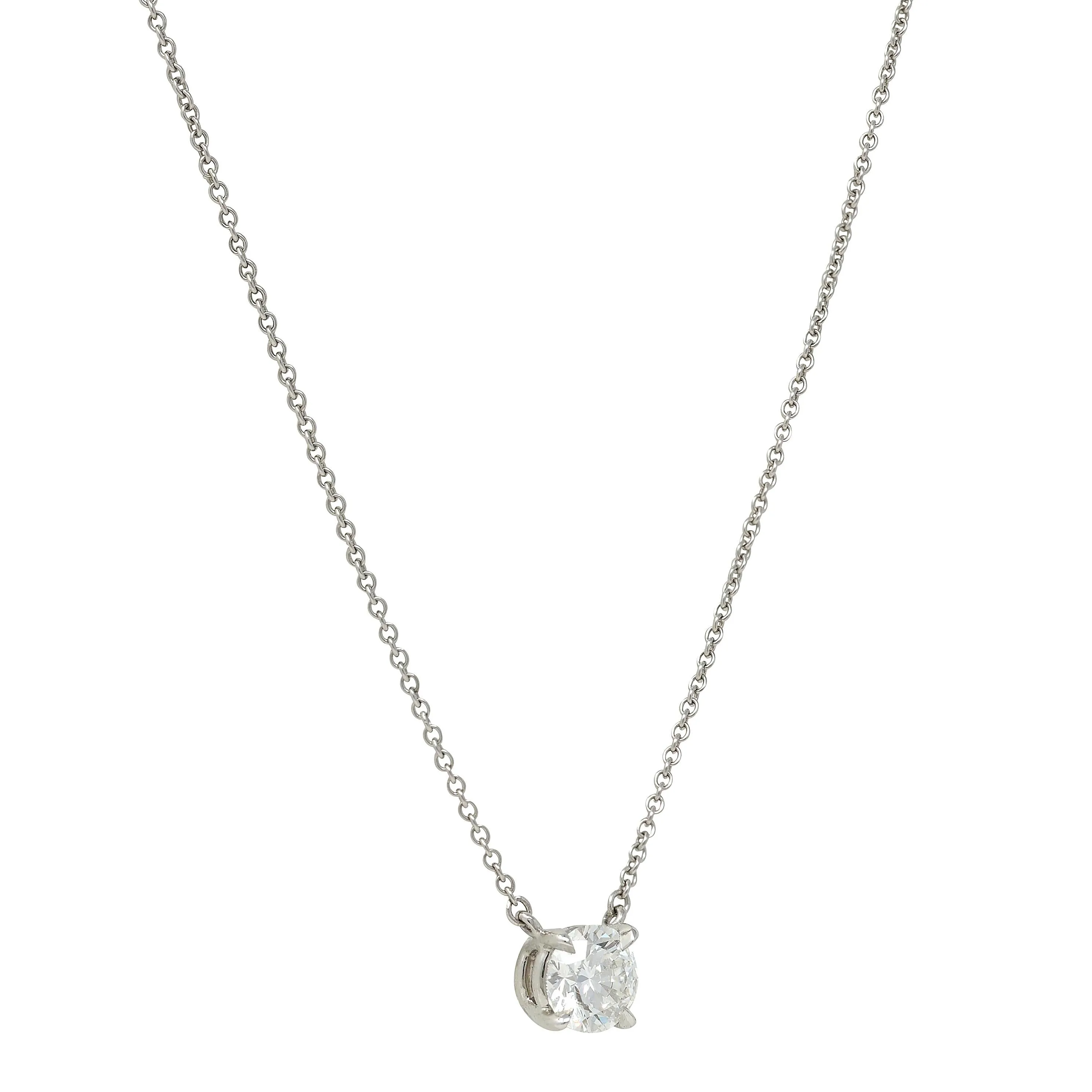 Elsa Peretti Tiffany & Co. 1990's 0.96 CTW Diamond Platinum Vintage Solitaire Station Necklace