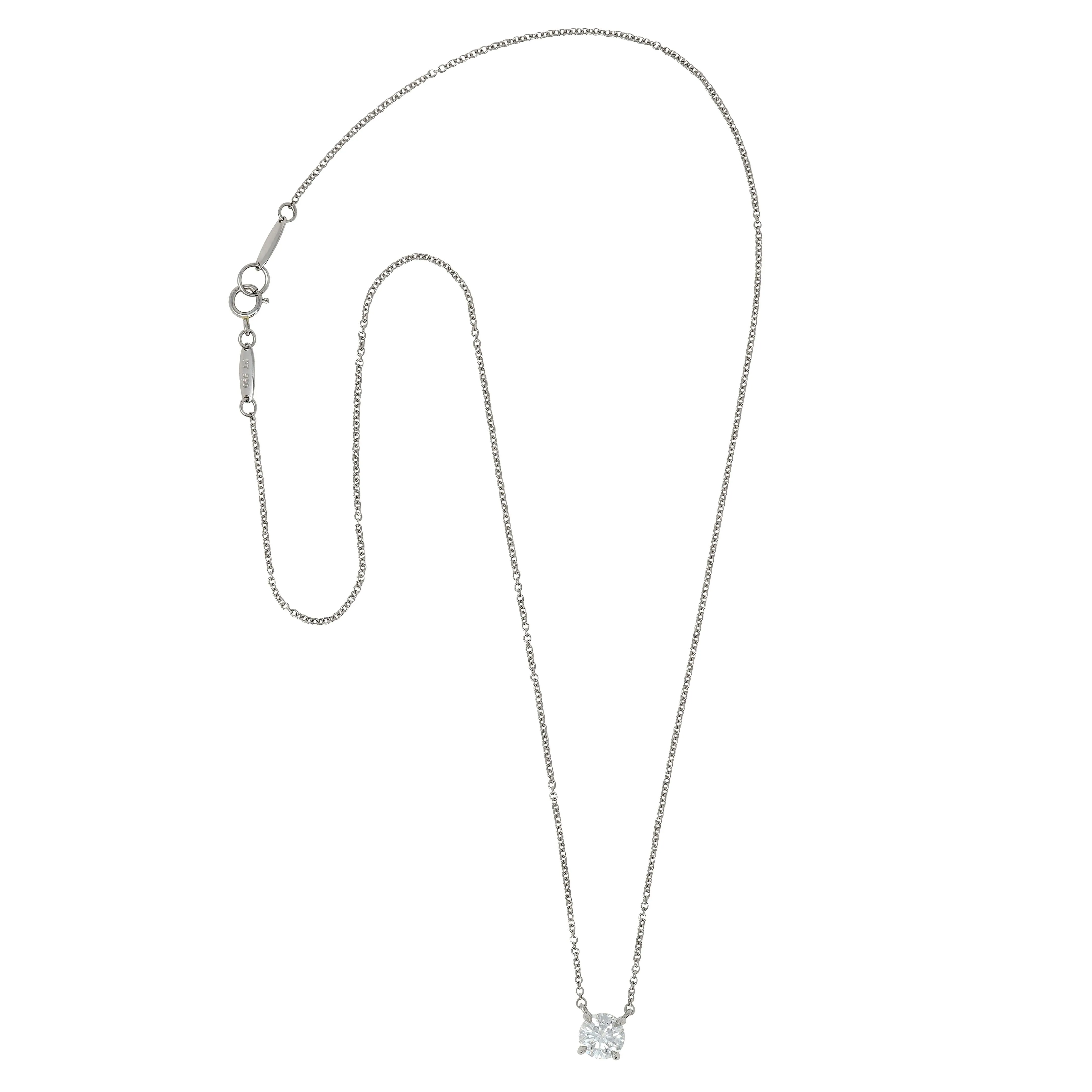 Elsa Peretti Tiffany & Co. 1990's 0.96 CTW Diamond Platinum Vintage Solitaire Station Necklace