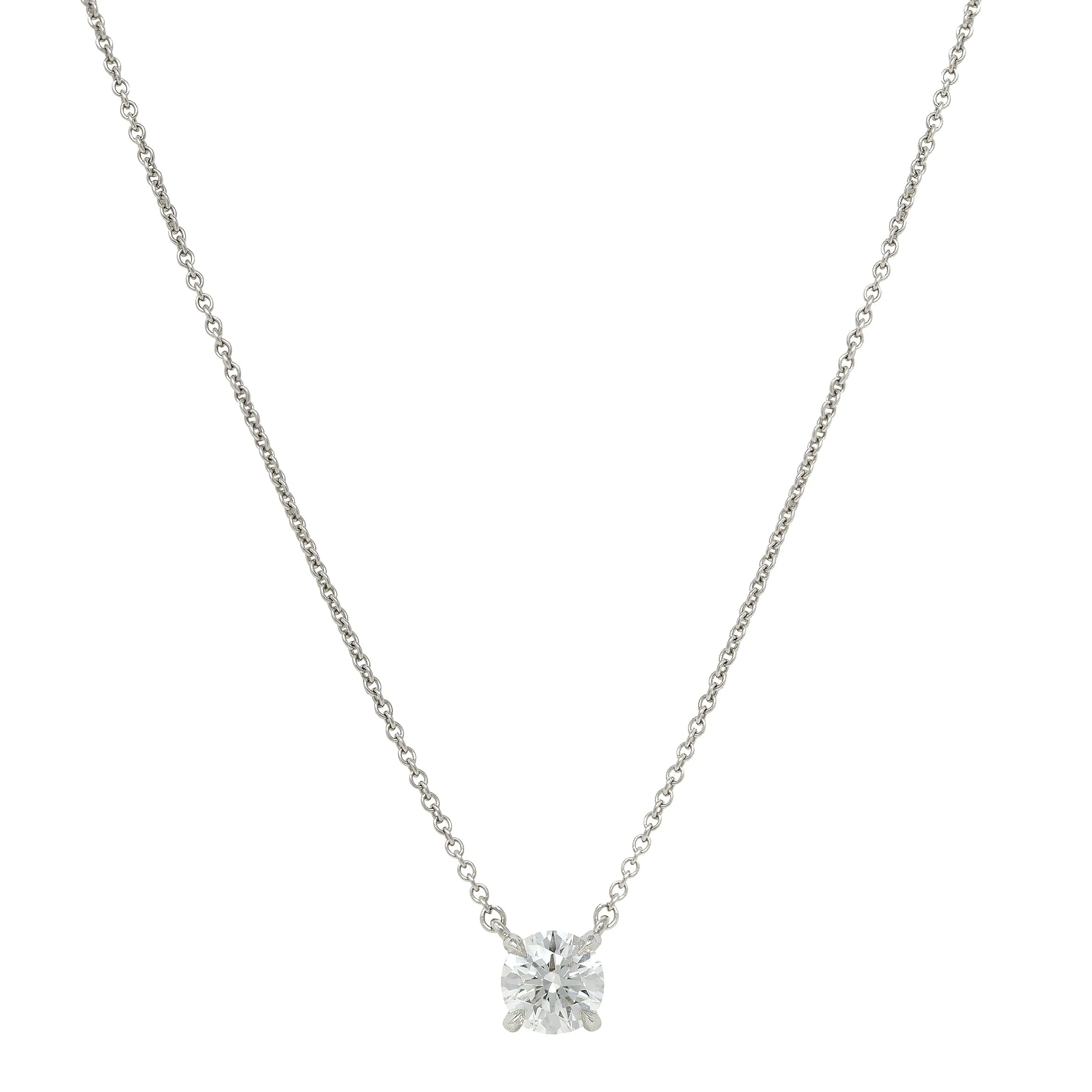 Elsa Peretti Tiffany & Co. 1990's 0.96 CTW Diamond Platinum Vintage Solitaire Station Necklace