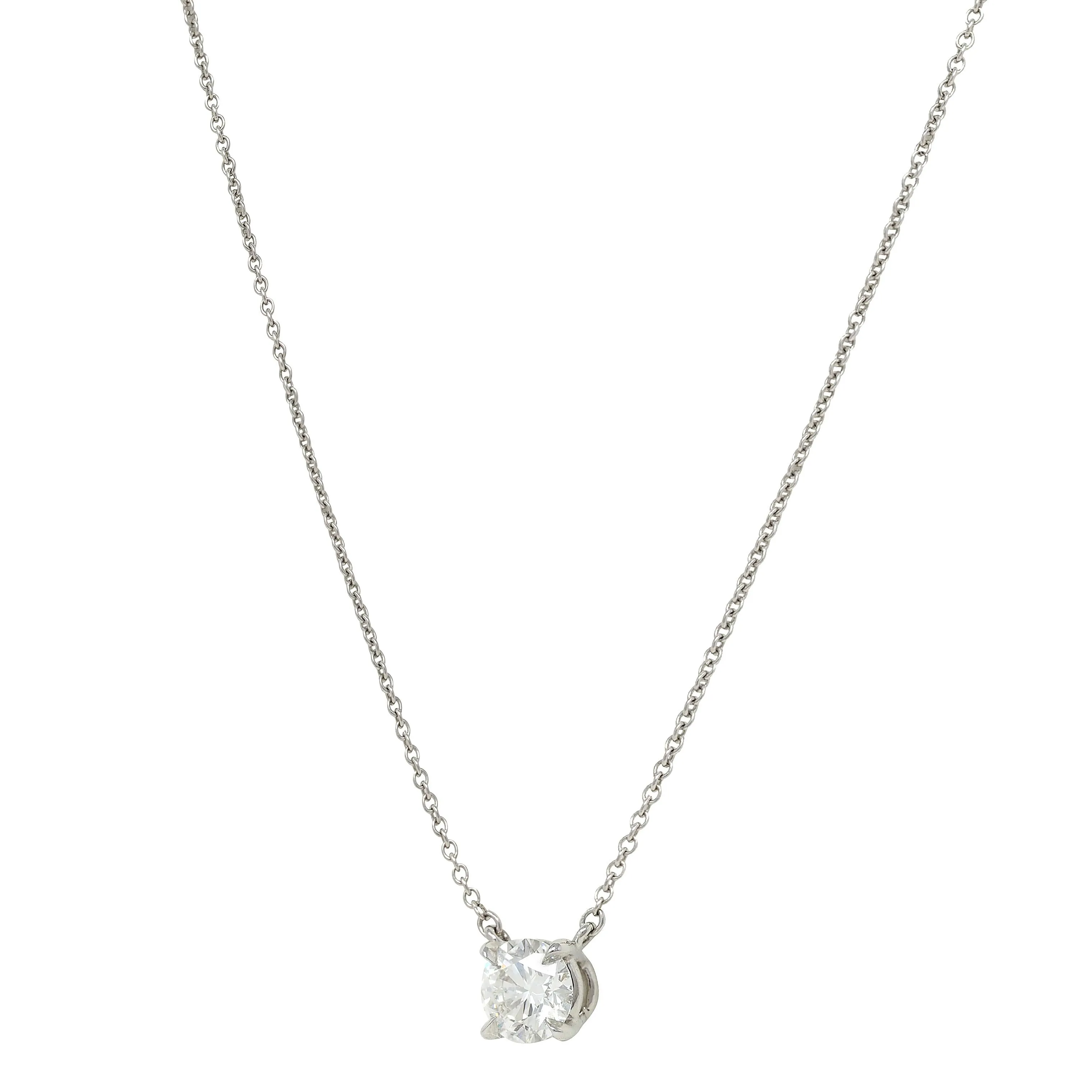 Elsa Peretti Tiffany & Co. 1990's 0.96 CTW Diamond Platinum Vintage Solitaire Station Necklace