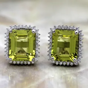Emerald Cut Lime Quartz Cufflinks