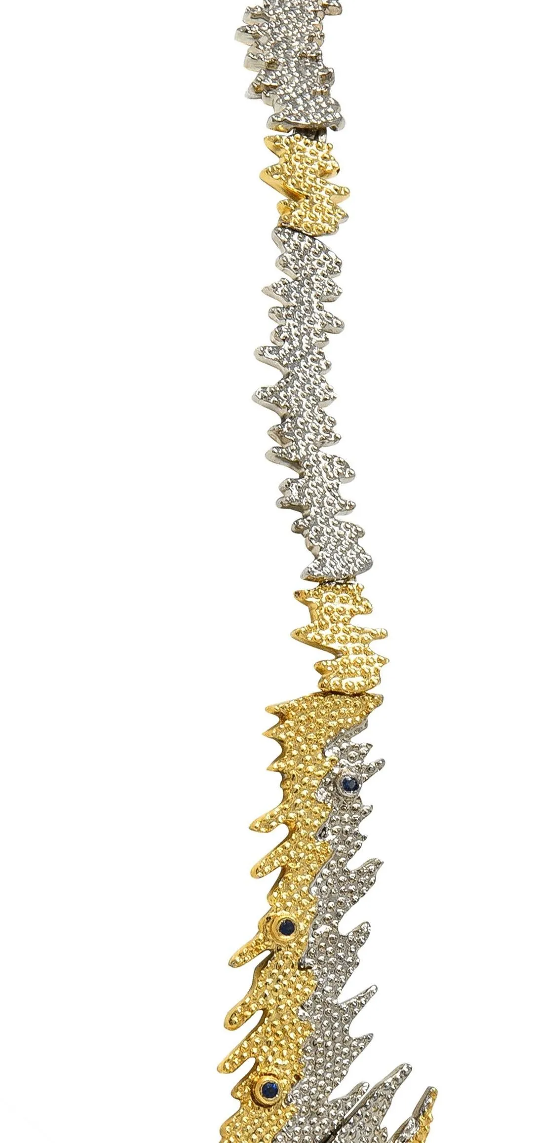 Erté 1970's 3.17 CTW Sapphire Diamond Silver 14 Karat Gold Vintage Convertible Sophistication Necklace Brooch