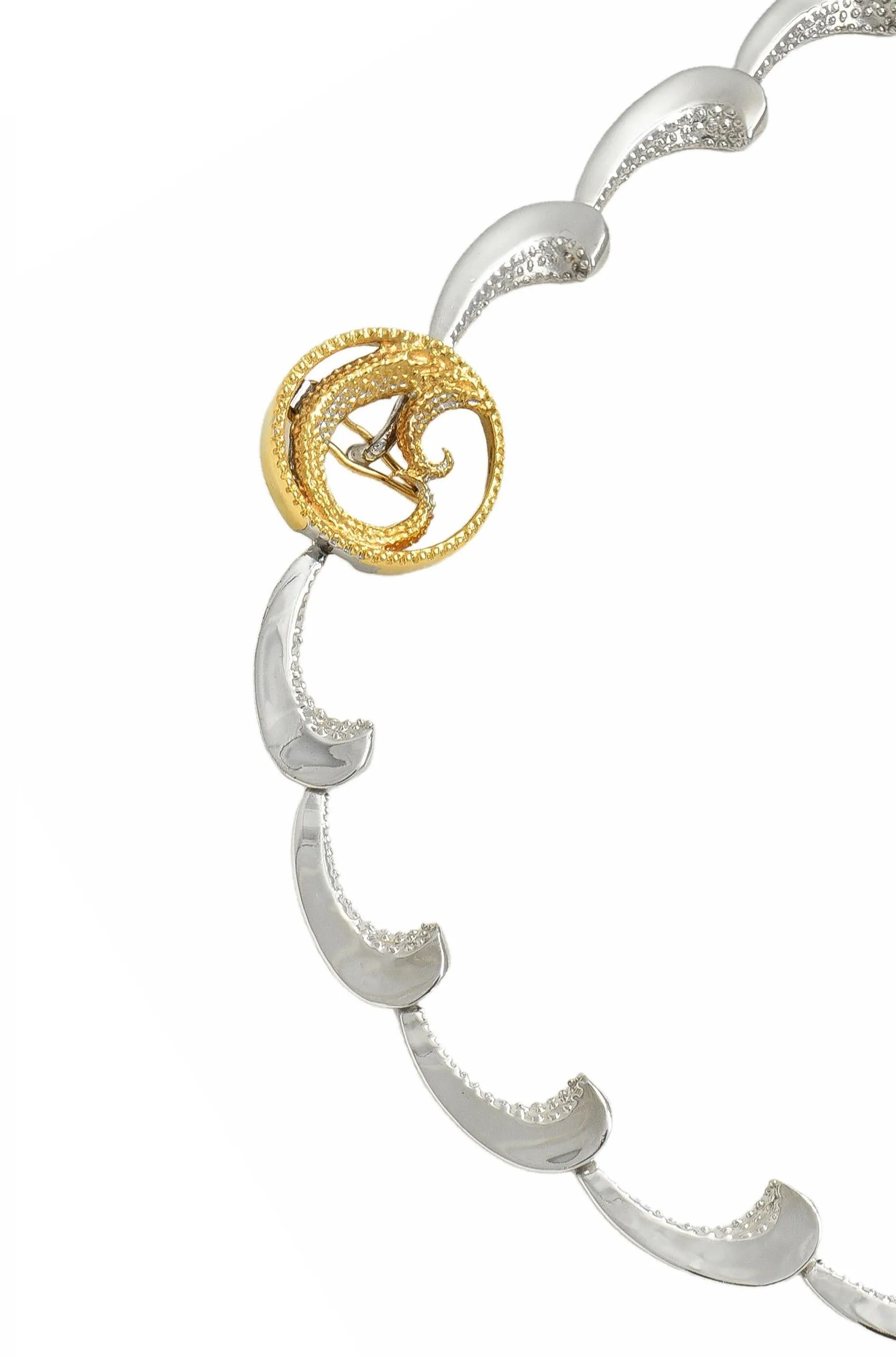 Erté 1980's Diamond Onyx 14 Karat Yellow Gold Silver Aphrodite Brooch Necklace
