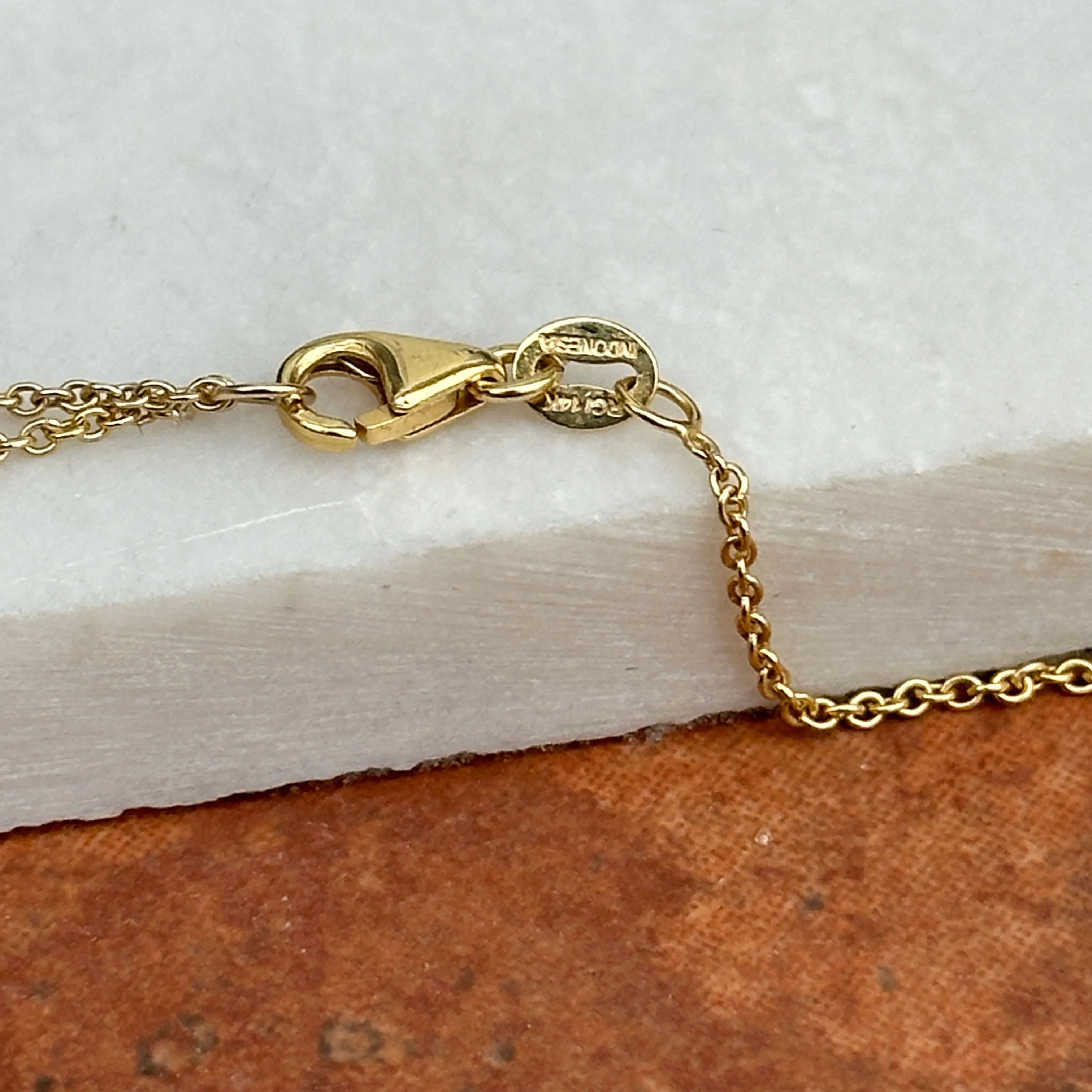 Estate 14KT Yellow Gold Lab Diamond Station Chain Necklace