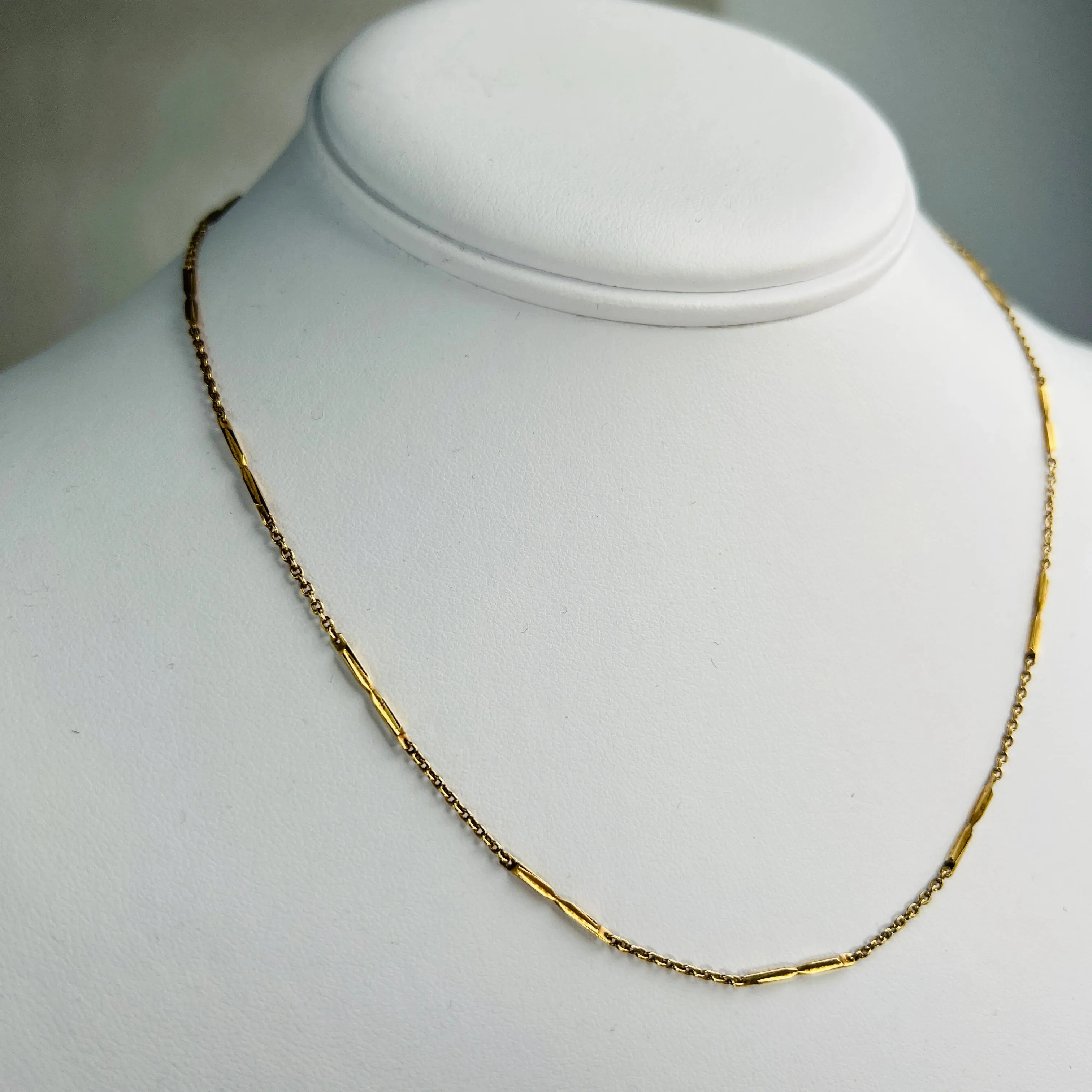 Estate station chain necklace solid 18k yellow gold