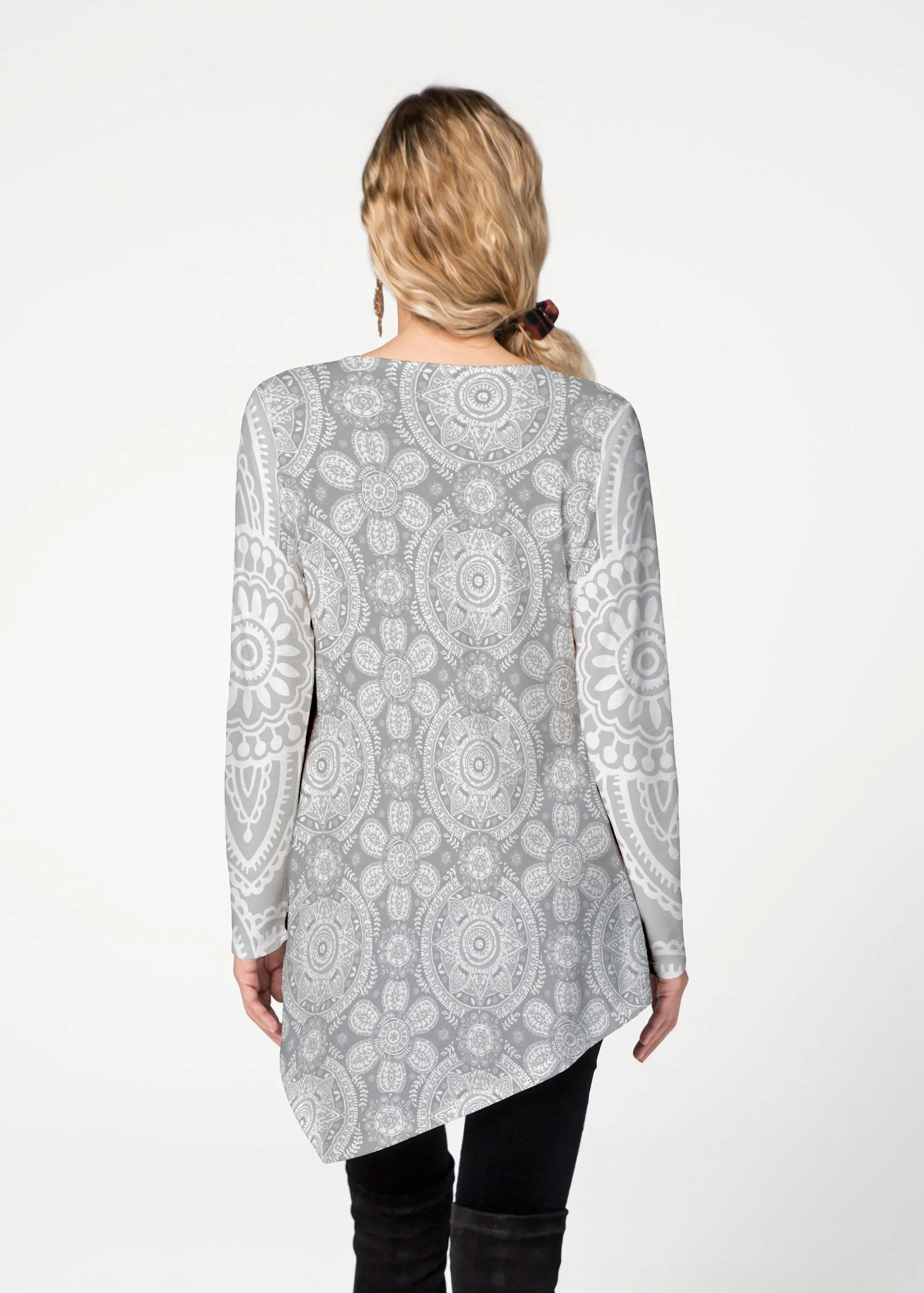 Etched Mod Grey (7964) ~ Asymmetrical French Terry Tunic