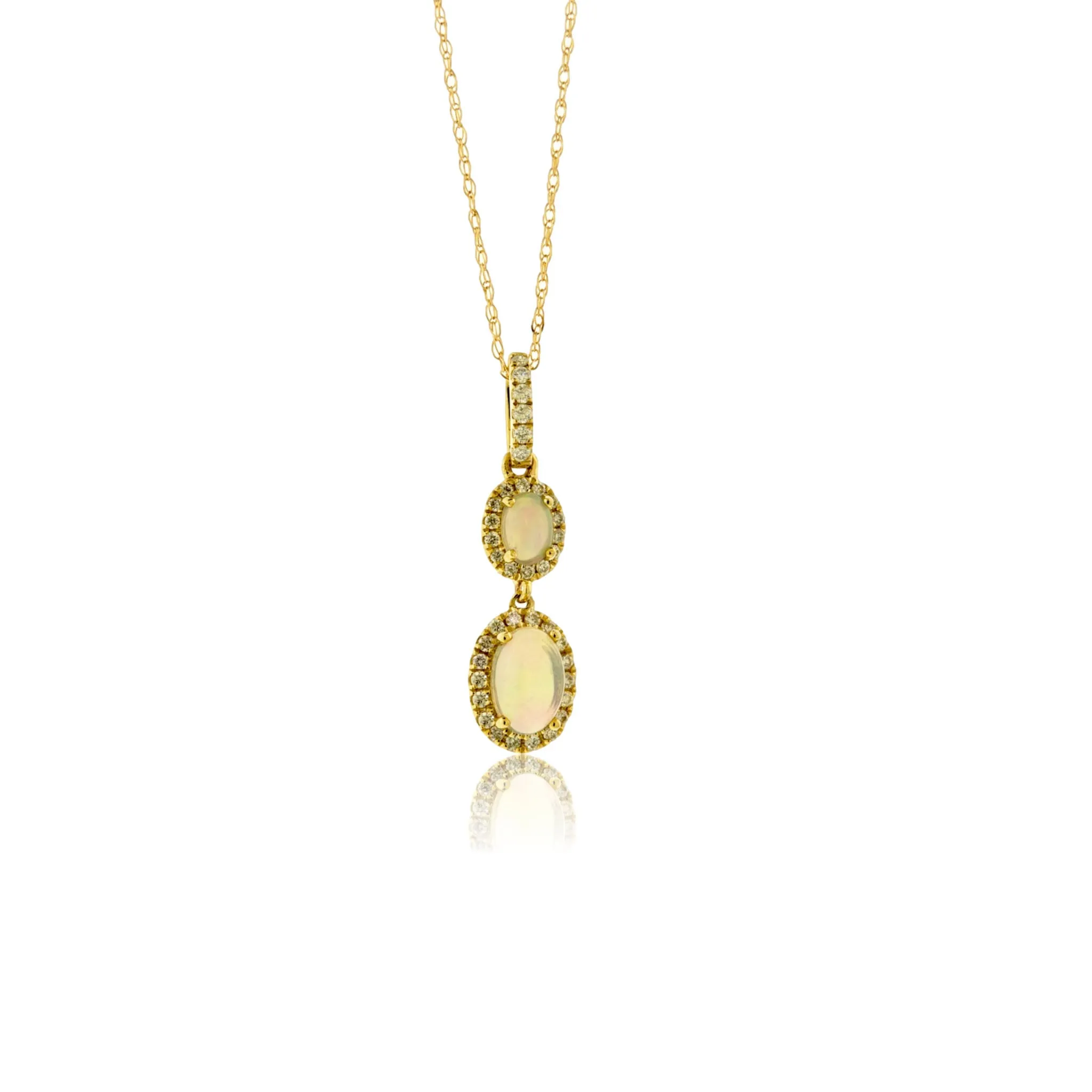 Ethiopian Opal Double Diamond Halo Pendant