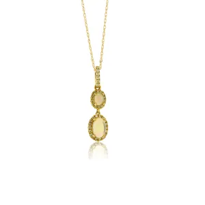 Ethiopian Opal Double Diamond Halo Pendant