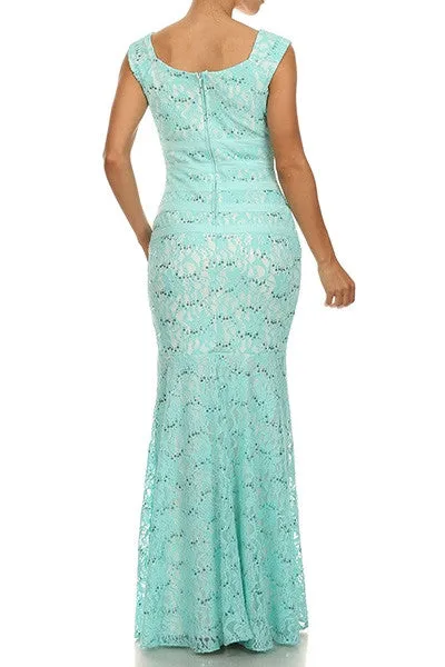 Eureka 2050 Overlay Lace Dress Mermaid Wide Strap