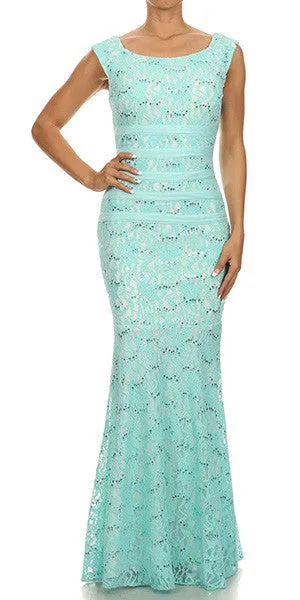 Eureka 2050 Overlay Lace Dress Mermaid Wide Strap