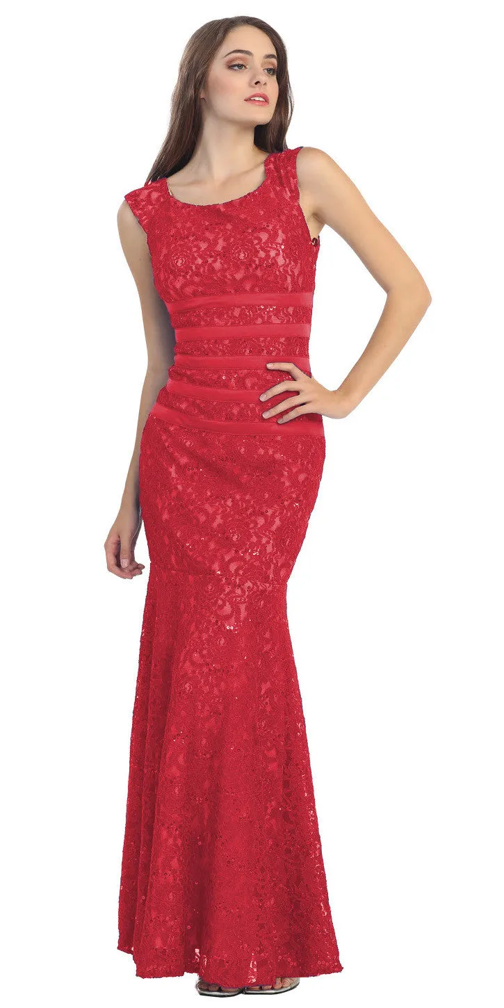 Eureka 2050 Overlay Lace Dress Mermaid Wide Strap