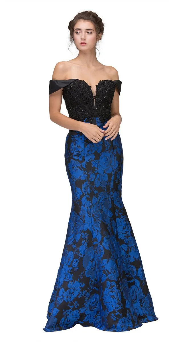 Eureka 6222 Off-the-Shoulder Floral Printed Gown